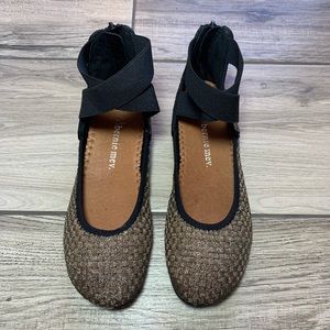 Bernie Mev bronze Ankle Strap ballet flats
